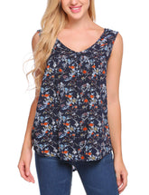 Blusa sin mangas con estampado floral y camisa plisada